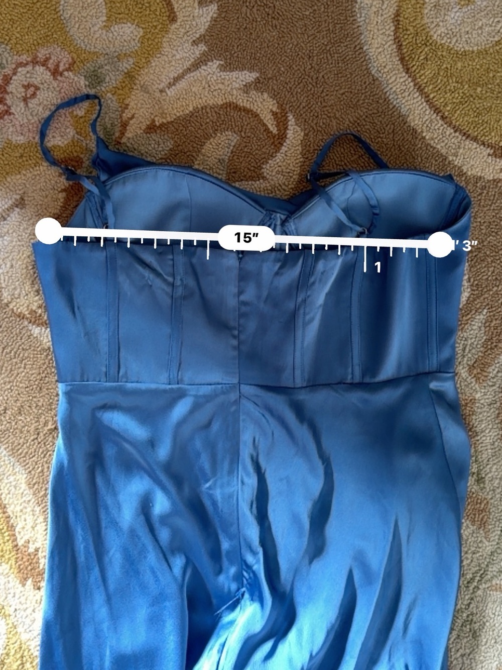 Astr Blue Satin Corset-Style Slip Gown - Picture 15 of 15